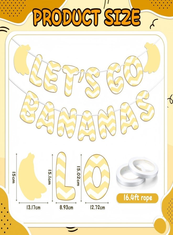 Epakh Lets Go Bananas Banner Gold Banana Fruit Themed Banner for Fruit Birthday Baby Shower Party Supplies (Yellow, 16.4ft Long) - Image 2